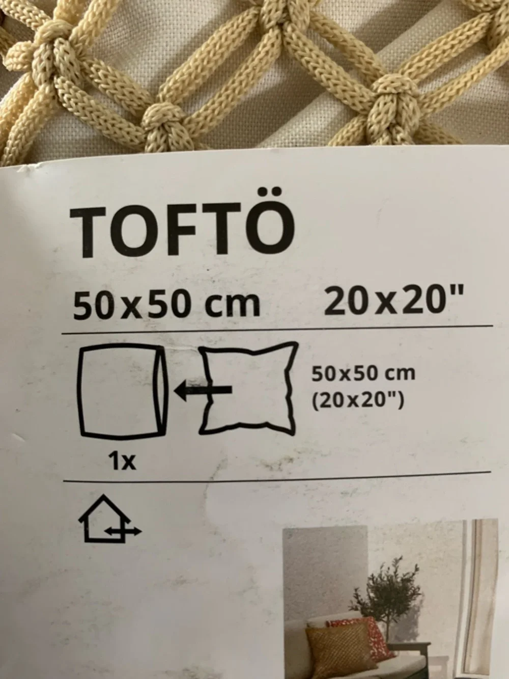 IKEA TOFTO Beige Handmade Cushion Cover 20x20 In/Outdoor with Zipper 3 sets NWT